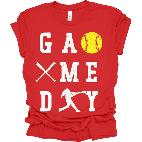 Trenz Shirt Company Game Day Softball Womens Short Sleeve T-shirt-Red-Medium