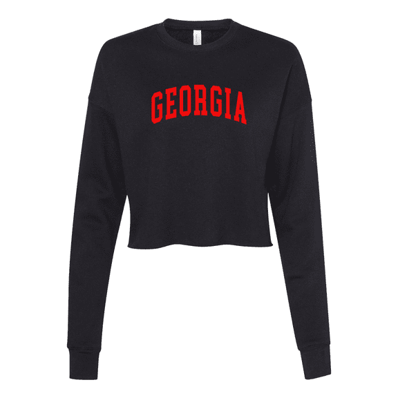 Trenz Shirt Company Georgia College Football Womens Crop Crew Fleece-Black-medium