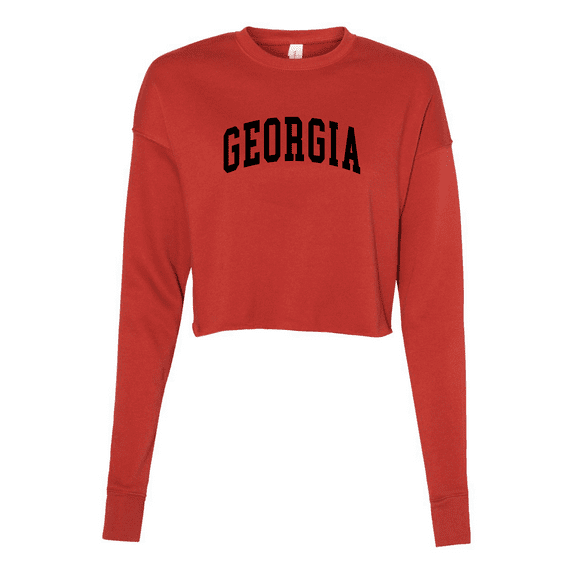 Trenz Shirt Company Georgia College Football Womens Crop Crew Fleece-Brick-small