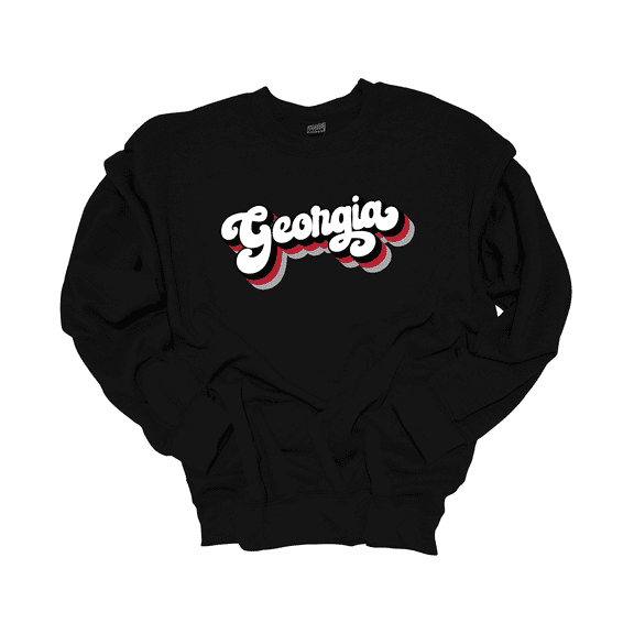 Trenz Shirt Company Georgia Football Stacked Georgia Womens Long-Sleeve Crewneck Sweatshirt-Black-small