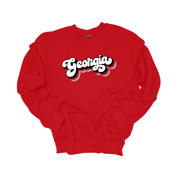 Trenz Shirt Company Georgia Football Stacked Georgia Womens Long-Sleeve Crewneck Sweatshirt-Red-4xl