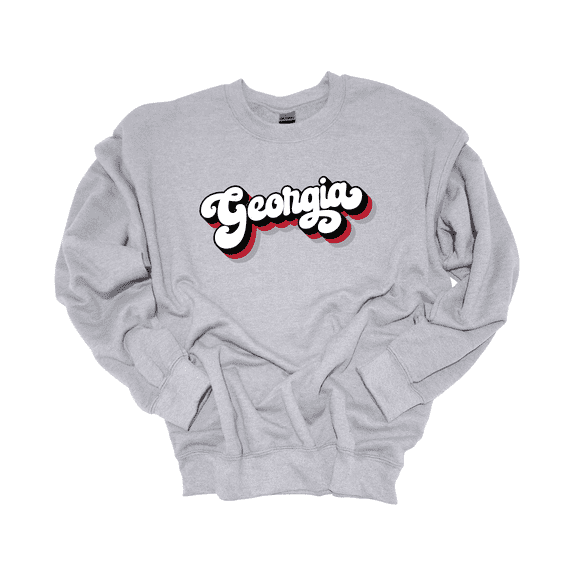 Trenz Shirt Company Georgia Football Stacked Georgia Womens Long-Sleeve Crewneck Sweatshirt-Sports Grey-small