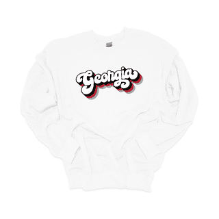 Trenz Shirt Company Georgia Football Stacked Georgia Womens Long-Sleeve Crewneck Sweatshirt-White-4xl