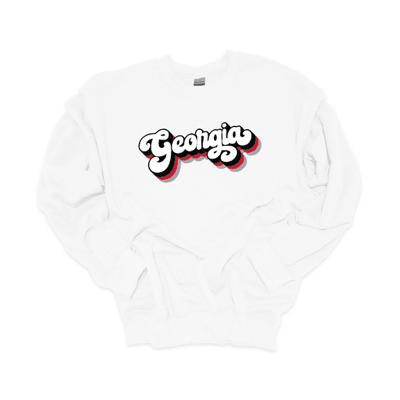 Trenz Shirt Company Georgia Football Stacked Georgia Womens Long-Sleeve Crewneck Sweatshirt-White-small