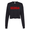 thumbnail image 1 of Trenz Shirt Company Georgia Football Team Color Distressed Georgia State Name Bulldogs Womens Crop Crew Fleece-Black-medium, 1 of 1
