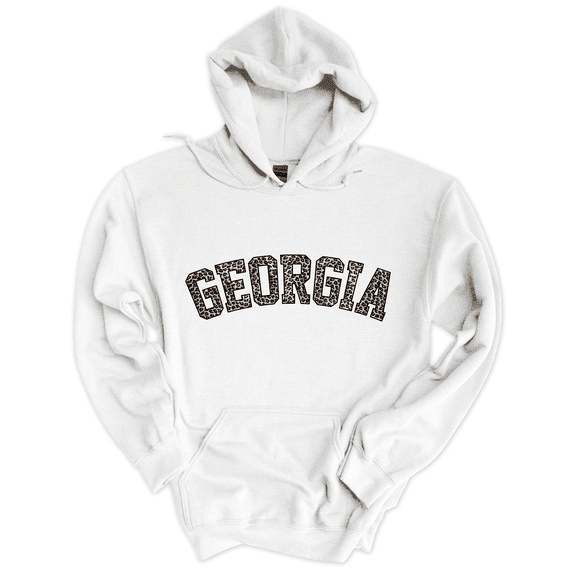 Trenz Shirt Company Georgia Football UGA Leopard Print Georgia Womens Hoodie-White-small