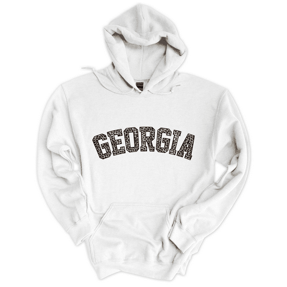 Trenz Shirt Company Georgia Football UGA Leopard Print Georgia Womens Hoodie-White-xl