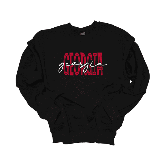 Trenz Shirt Company Georgia Team Color Red and Black Football Team Name Cursive Womens Crewneck Sweatshirt-Black-xxl