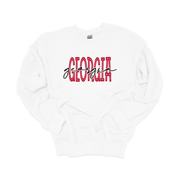 Trenz Shirt Company Georgia Team Color Red and Black Football Team Name Cursive Womens Crewneck Sweatshirt-White-xxl