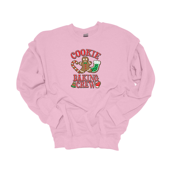 Trenz Shirt Company Ginger Bread Cookie Baking Crew Christmas Crewneck Sweatshirt-Light Pink-large