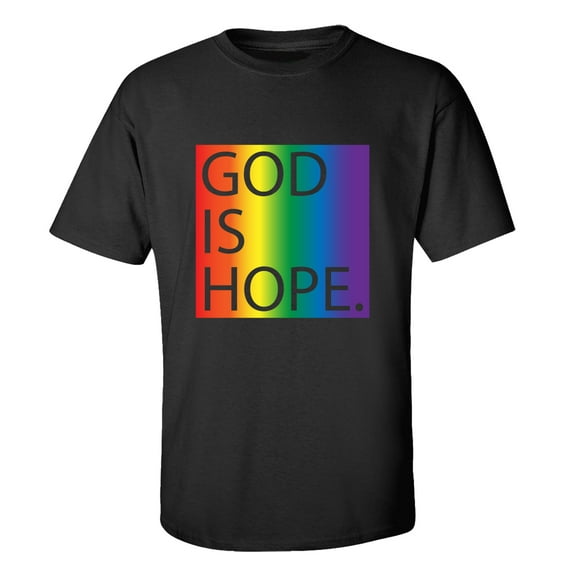Trenz Shirt Company God Is Hope Block Christian Unisex Short Sleeve T-shirt-Black/Rainbow-5XL