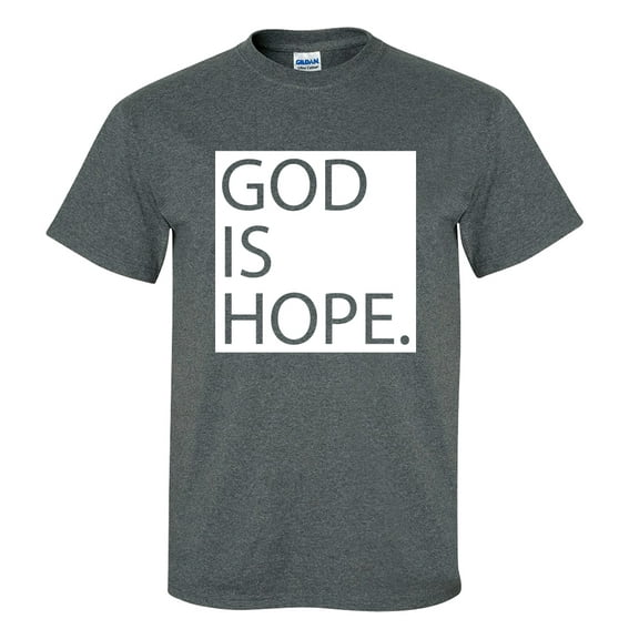 Trenz Shirt Company God Is Hope Block Christian Unisex Short Sleeve T-shirt-Dark Heather Grey-Small