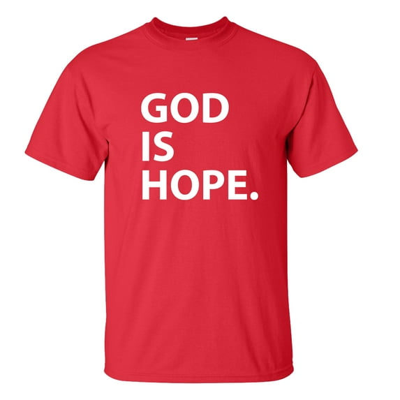 Trenz Shirt Company God Is Hope Christian Unisex Short Sleeve T-shirt-Red-2XL