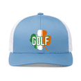 thumbnail image 1 of Trenz Shirt Company Golf Tricolored Clover Mens Embroidered Mesh Back Trucker Hat, Columbia Blue/White, 1 of 1