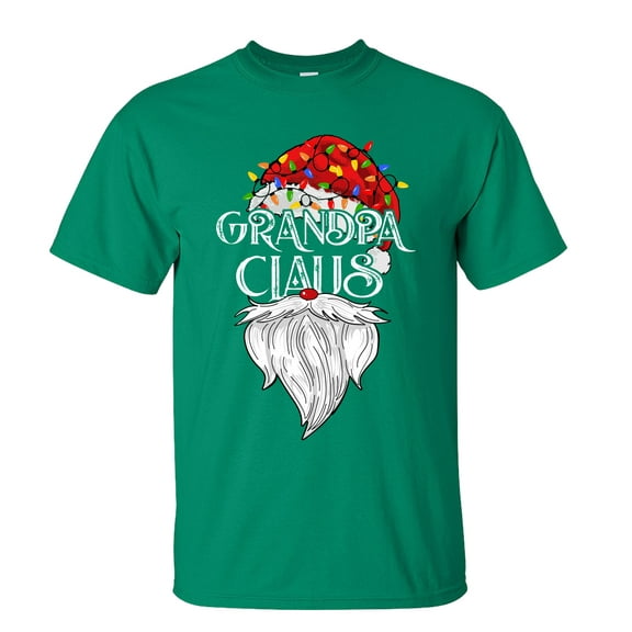 Trenz Shirt Company Grandpa Clause Short Sleeve Shirt, Kelly Green- Small