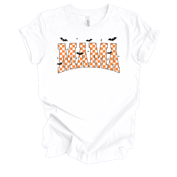 Trenz Shirt Company Halloween Checkered Mama Short Sleeve T-shirt-White-4xl
