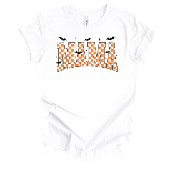 Trenz Shirt Company Halloween Checkered Mama Short Sleeve T-shirt-White-xl