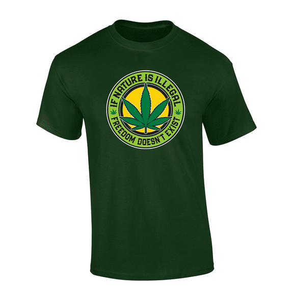 Trenz Shirt Company Hemp If Nature Is Illegal Freedom Does Not Exist Short Sleeve Mens Graphic T-Shirt-Forest-6xl