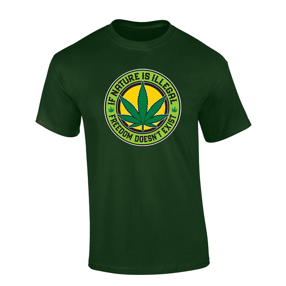 Trenz Shirt Company Hemp If Nature Is Illegal Freedom Does Not Exist Short Sleeve Mens Graphic T-Shirt-Forest-xl