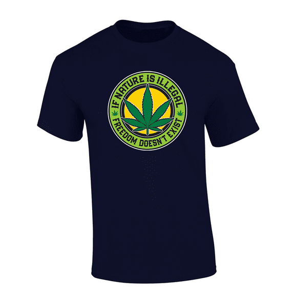 Trenz Shirt Company Hemp If Nature Is Illegal Freedom Does Not Exist Short Sleeve Mens Graphic T-Shirt-Navy-small