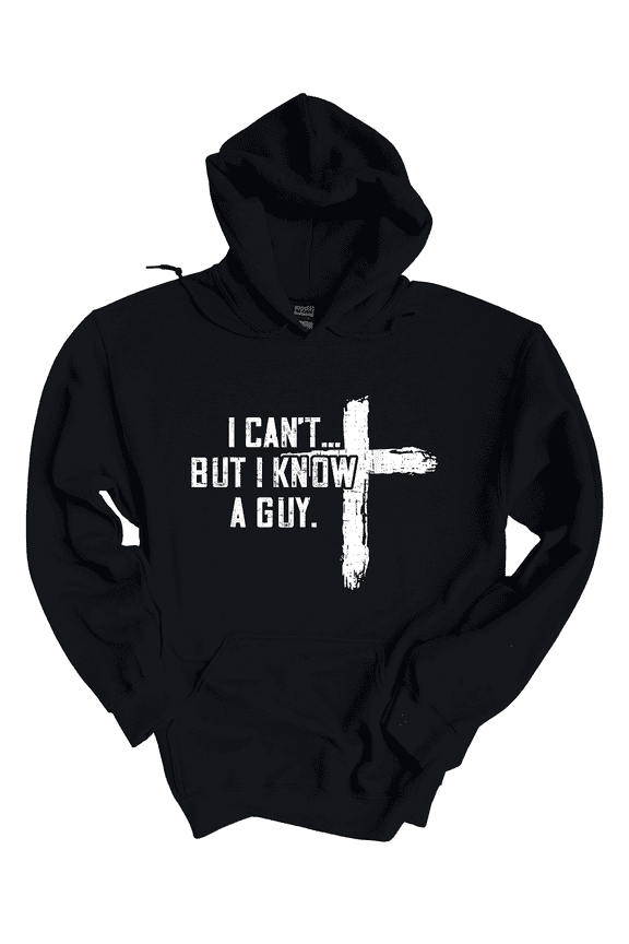 I Can't But I Know A Guy Cross Mens Christian Long-Sleeve Hoodie-Black-medium