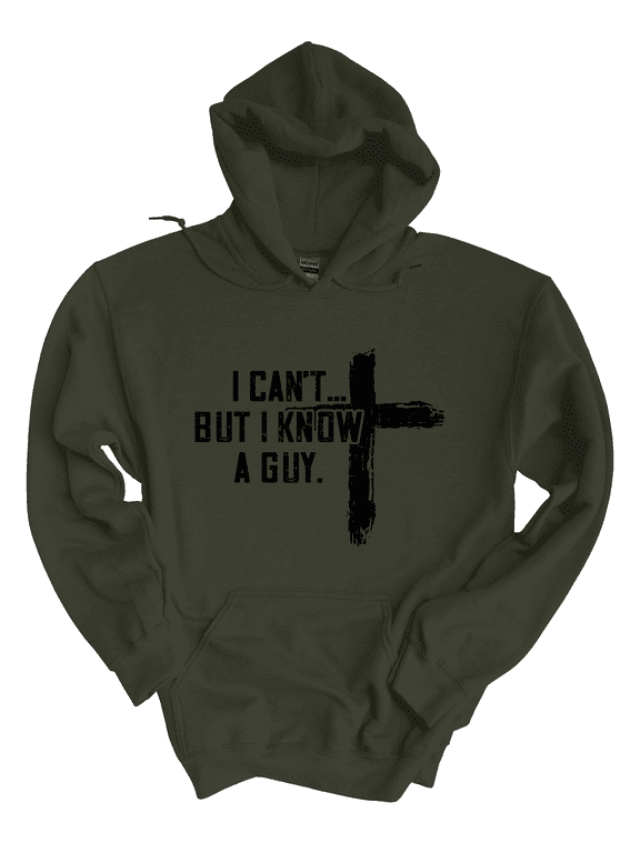 I Can't But I Know A Guy Cross Mens Christian Long-Sleeve Hoodie-Military-small