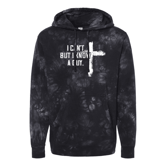 Trenz Shirt Company I Can't But I Know A Guy Cross Mens Christian Tie-Dye Hoodie-Black-large