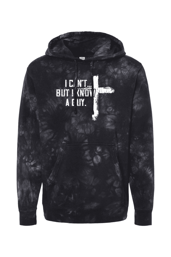 I Can't But I Know A Guy Cross Mens Christian Tie-Dye Hoodie-Black-medium