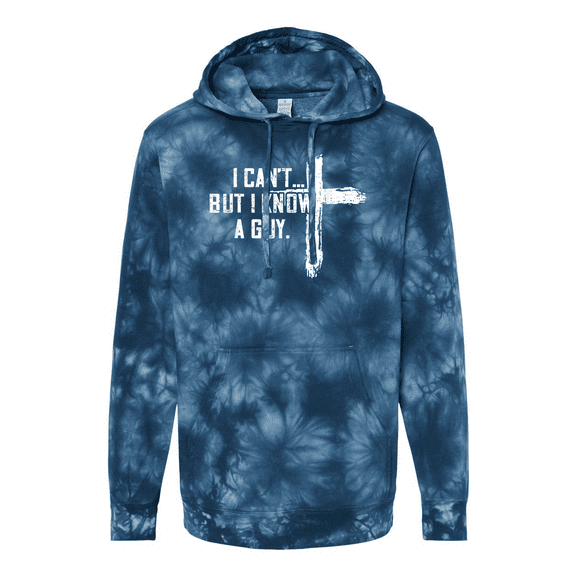 Trenz Shirt Company I Can't But I Know A Guy Cross Mens Christian Tie-Dye Hoodie-Navy-small