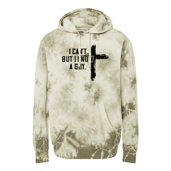 Trenz Shirt Company I Can't But I Know A Guy Cross Mens Christian Tie-Dye Hoodie-Olive-large