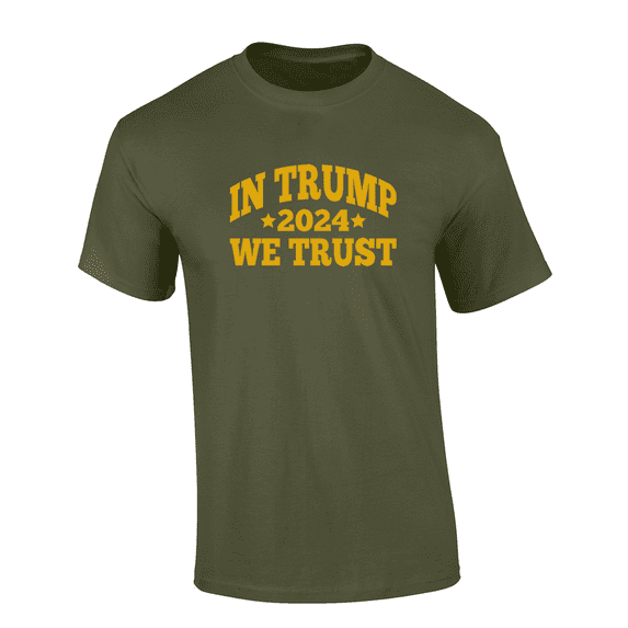 Trenz Shirt Company In Trump We Trust 2024 Political Presidency Short Sleeve Mens Graphic T-Shirt-Military-5xl