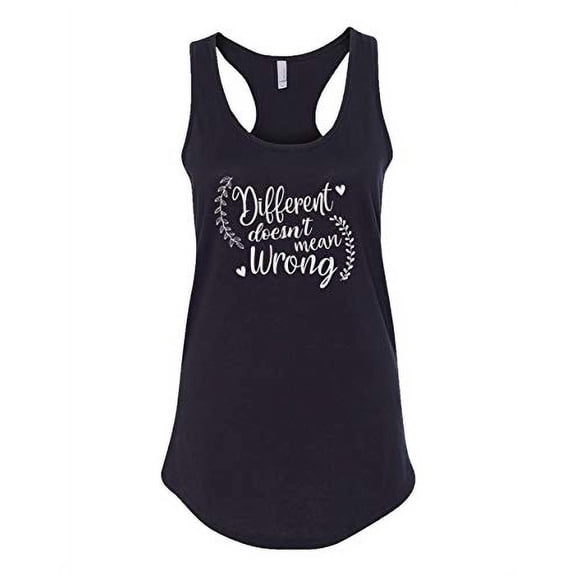 Trenz Shirt Company Inspirational Different Doesn't Mean Wrong Ladies Racerback Tank-Black-Small