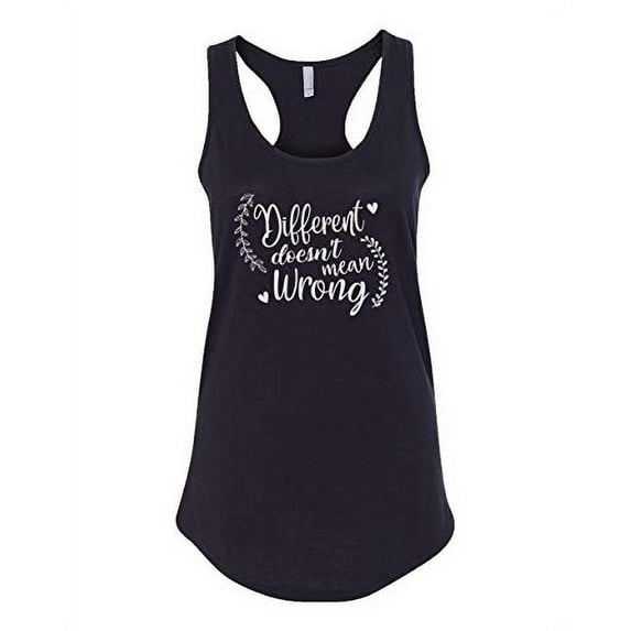 Trenz Shirt Company Inspirational Different Doesn't Mean Wrong Ladies Racerback Tank-Black-Small