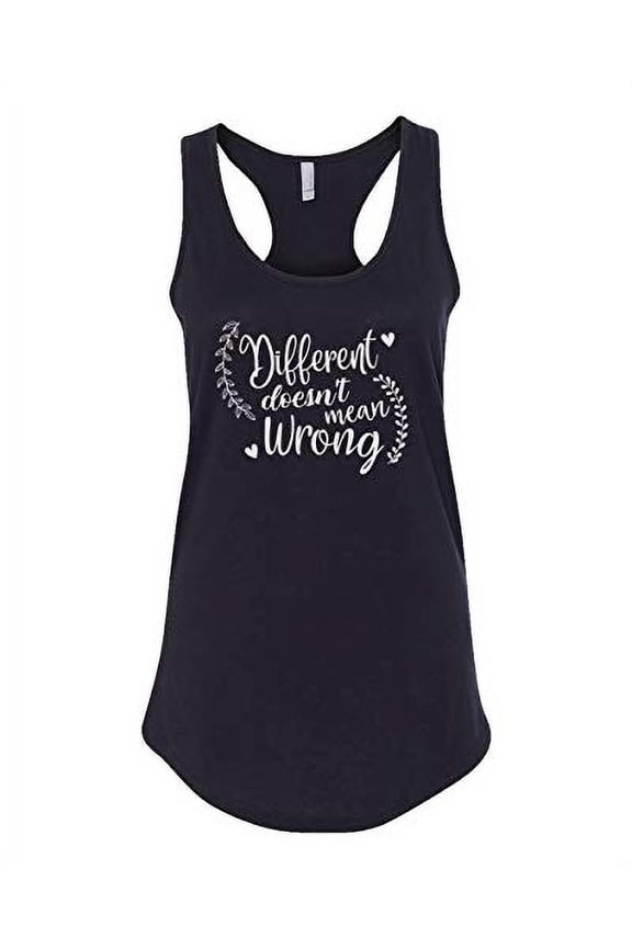 Inspirational Different Doesn't Mean Wrong Ladies Racerback Tank-Black-XXL
