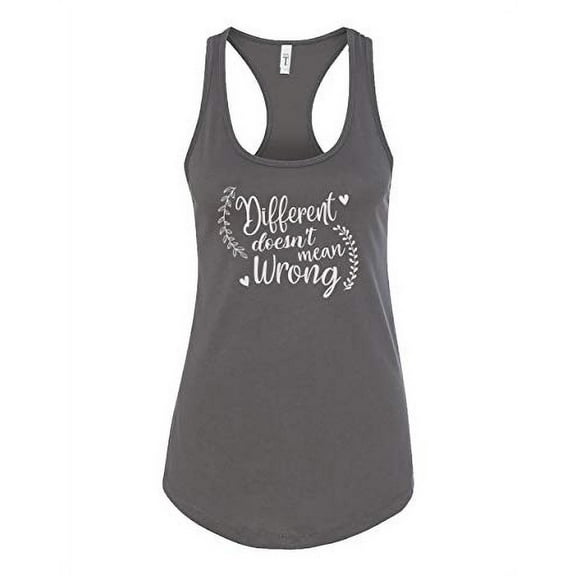Trenz Shirt Company Inspirational Different Doesn't Mean Wrong Ladies Racerback Tank-Dark Gray-XXL