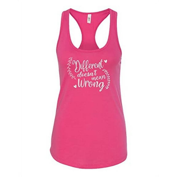 Trenz Shirt Company Inspirational Different Doesn't Mean Wrong Ladies Racerback Tank-Raspberry-Small