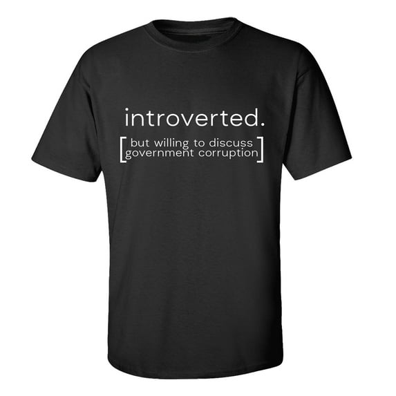 Trenz Shirt Company Introverted Unisex Short Sleeve T-shirt-Black-4XL