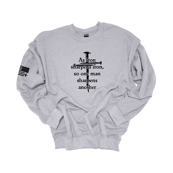 Trenz Shirt Company Iron Sharpens Iron Proverbs Proverbs 27:17 Mens Christian American Sleeve Crewneck Sweatshirt-Sports Grey-small