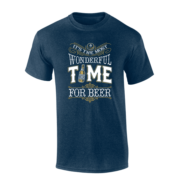 Trenz Shirt Company It's The Most Wonderful Time For Beer Short Sleeve Mens Graphic T-Shirt-Heather Navy-large