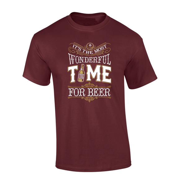 Trenz Shirt Company It's The Most Wonderful Time For Beer Short Sleeve Mens Graphic T-Shirt-Maroon-medium