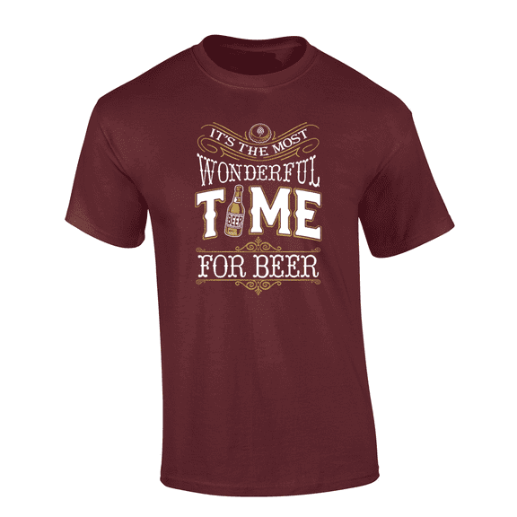 Trenz Shirt Company It's The Most Wonderful Time For Beer Short Sleeve Mens Graphic T-Shirt-Maroon-small