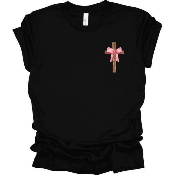 Trenz Shirt Company Jesus Christian Cross Bow Crest Short Sleeve T-shirt-Black-X-Large