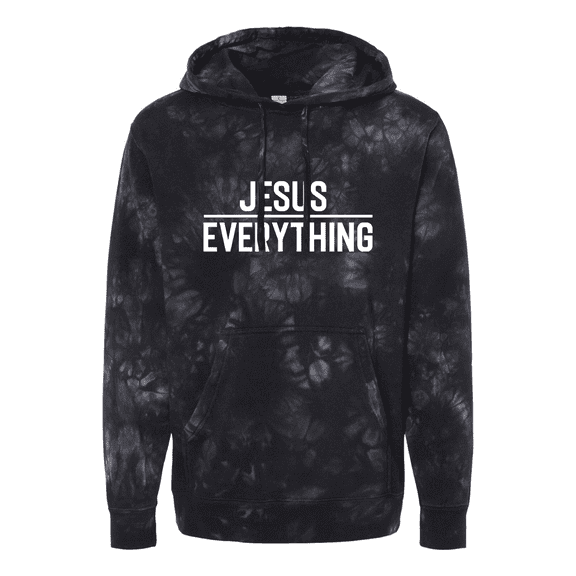 Trenz Shirt Company Jesus Over Everything Bible Scripture Christian Tie-Dye Hoodie-Black-xl