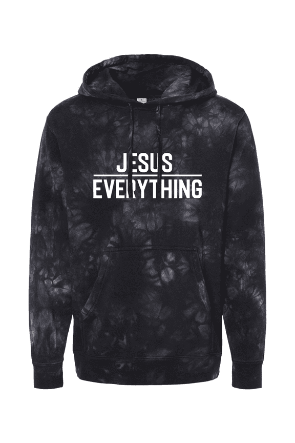 Jesus Over Everything Bible Scripture Christian Tie-Dye Hoodie-Black-xl