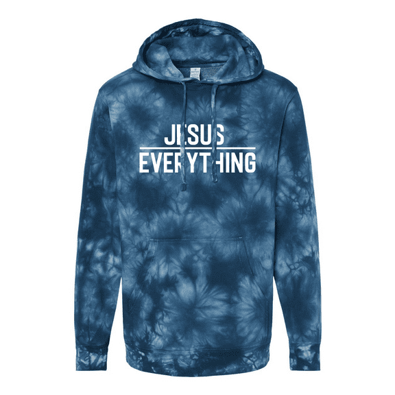 Trenz Shirt Company Jesus Over Everything Bible Scripture Christian Tie-Dye Hoodie-Navy-xxxl