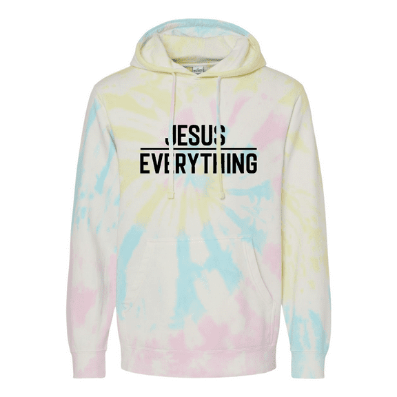 Trenz Shirt Company Jesus Over Everything Bible Scripture Christian Tie-Dye Hoodie-Sunset Swirl-xl