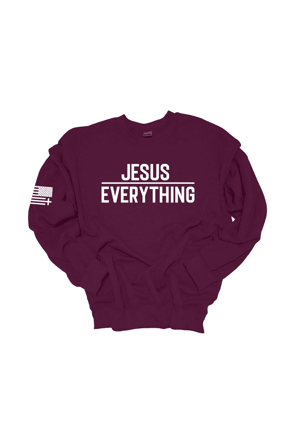 Jesus Over Everything Bible Scripture Mens Christian Crewneck Sweatshirt-Maroon-large