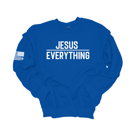 Trenz Shirt Company Jesus Over Everything Bible Scripture Mens Christian Crewneck Sweatshirt-Royal-5xl
