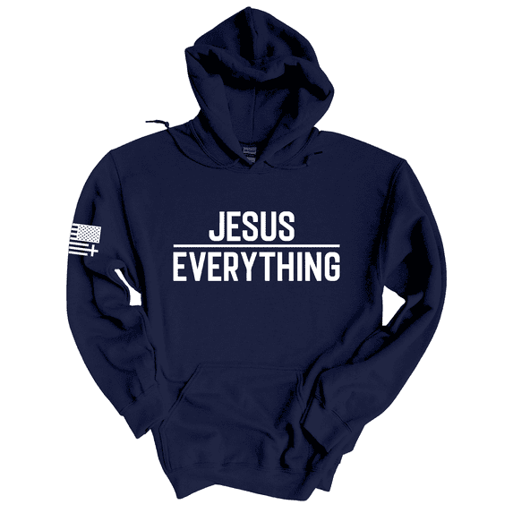 Trenz Shirt Company Jesus Over Everything Bible Scripture Mens Christian Mens Hoodie-Navy-4xl