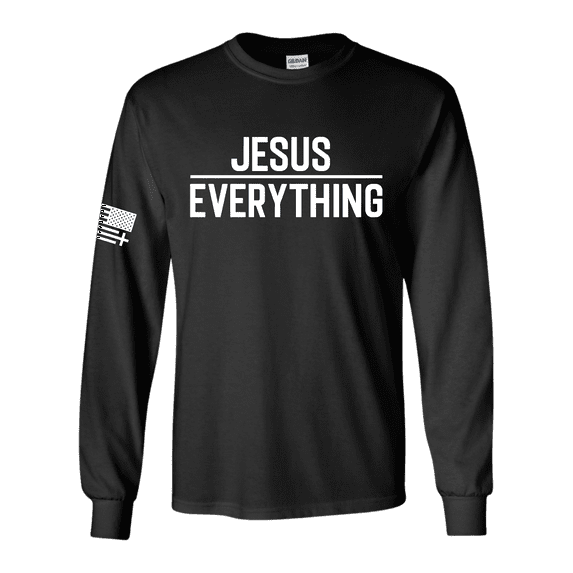 Trenz Shirt Company Jesus Over Everything Bible Scripture Mens Christian Tee Long-Sleeve T-Shirt-Black-xxl
